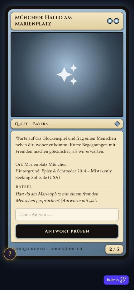 Eine Quest-Karte am Marienplatz München